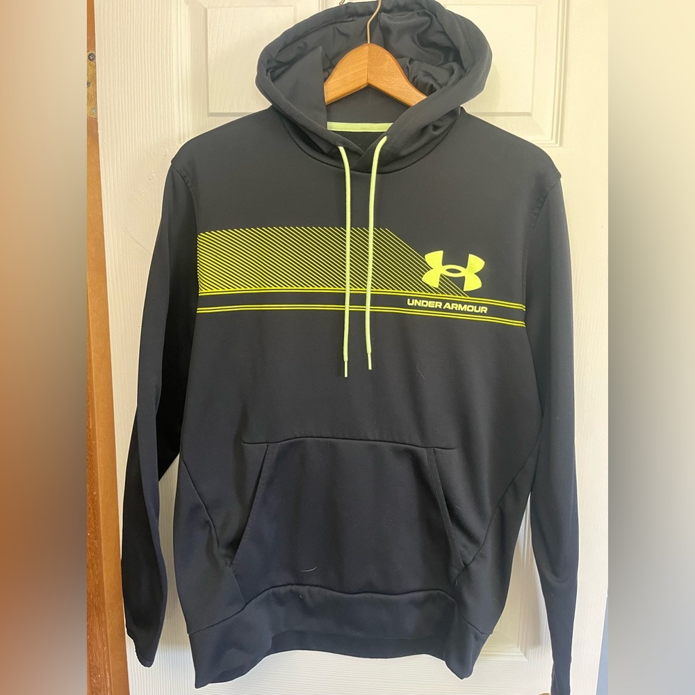 Under Armour Men's Black Hoodie with Yellow Accents